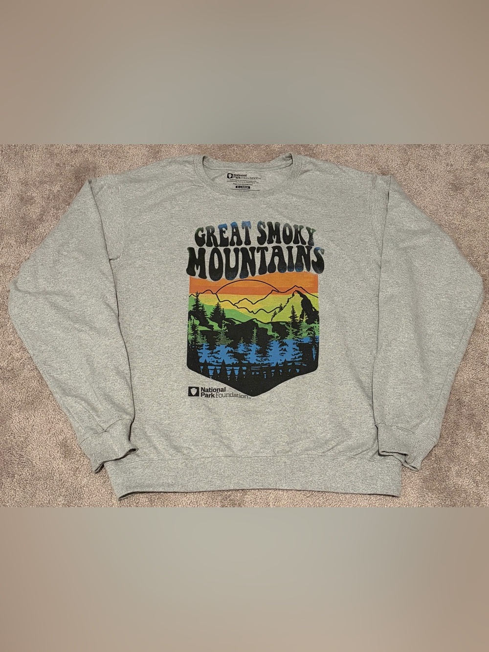 National Park Foundation Great Smoky Mountains Gray Pullover Sweatshirt Men’s XL